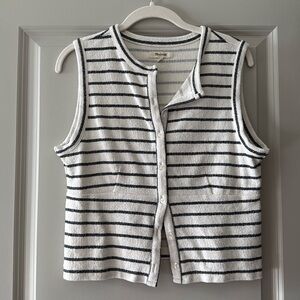 White, charcoal gray sleeveless top size L